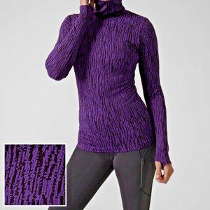 NWT Athleta Flurry Elemental Turtleneck Small Snowscape Black/Basalt Violet